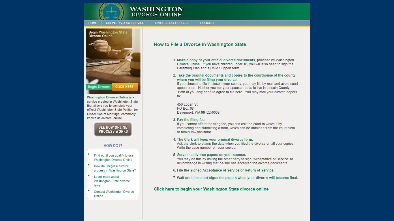 How to File Divorce in Washington State - Washington Divorce Online