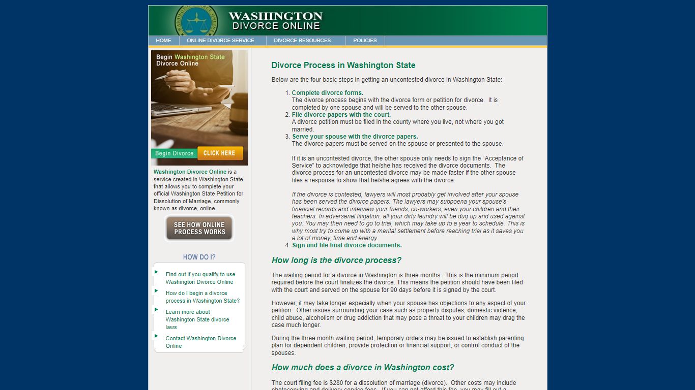 Divorce Process in Washington State