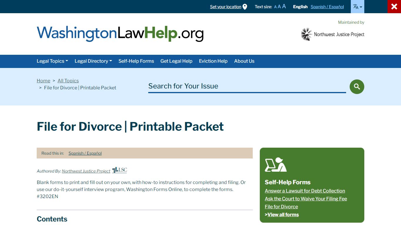 File for Divorce | Printable Packet - WashingtonLawHelp.org